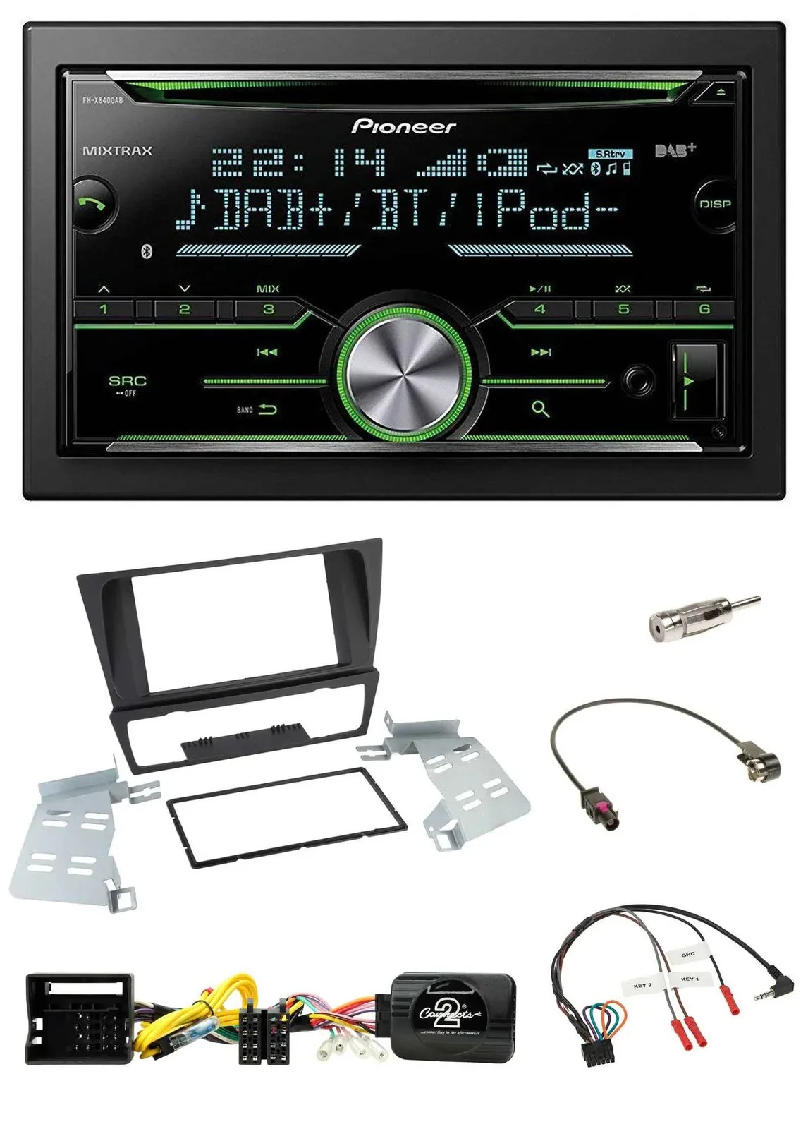 Автомагнитола Pioneer 2-DIN, CD, USB, Bluetooth, DAB, для BMW 3 Series E90/E91/E92/E93, совместима с кнопками на руле