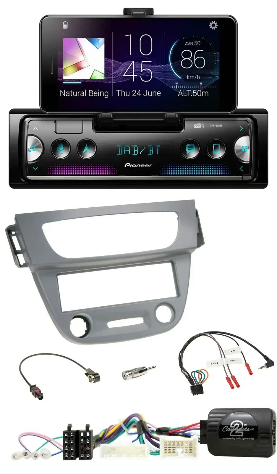 Автомагнитола для Renault Megane 3 2012–2014 Pioneer USB, Bluetooth, DAB, поддержка управления на руле, серый