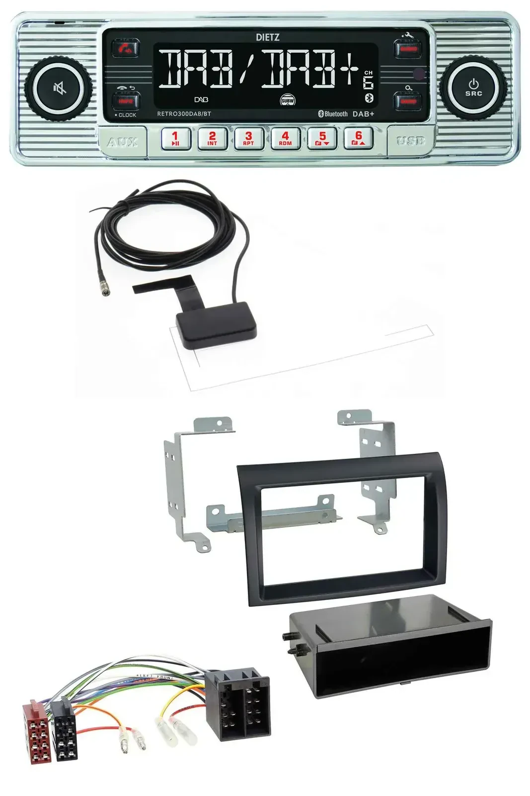 Dietz Bluetooth USB MP3 DAB Autoradio für Fiat Ducato (2006-2010) schwarz