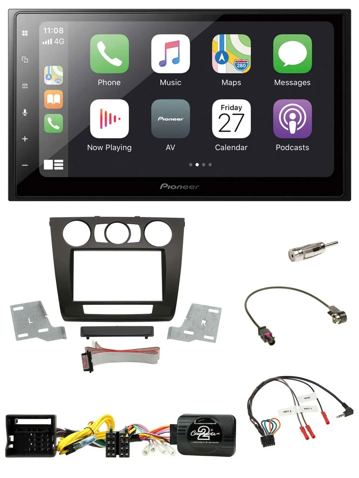 Pioneer Lenkrad Bluetooth DAB 2DIN USB Autoradio für BMW 1er man. Klima E87/E88/