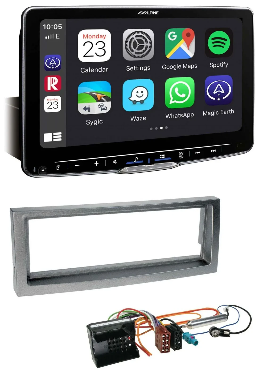 Alpine Bluetooth MP3 USB DAB Autoradio für Citroen C5 Peugeot 407 ab 04 grau-met