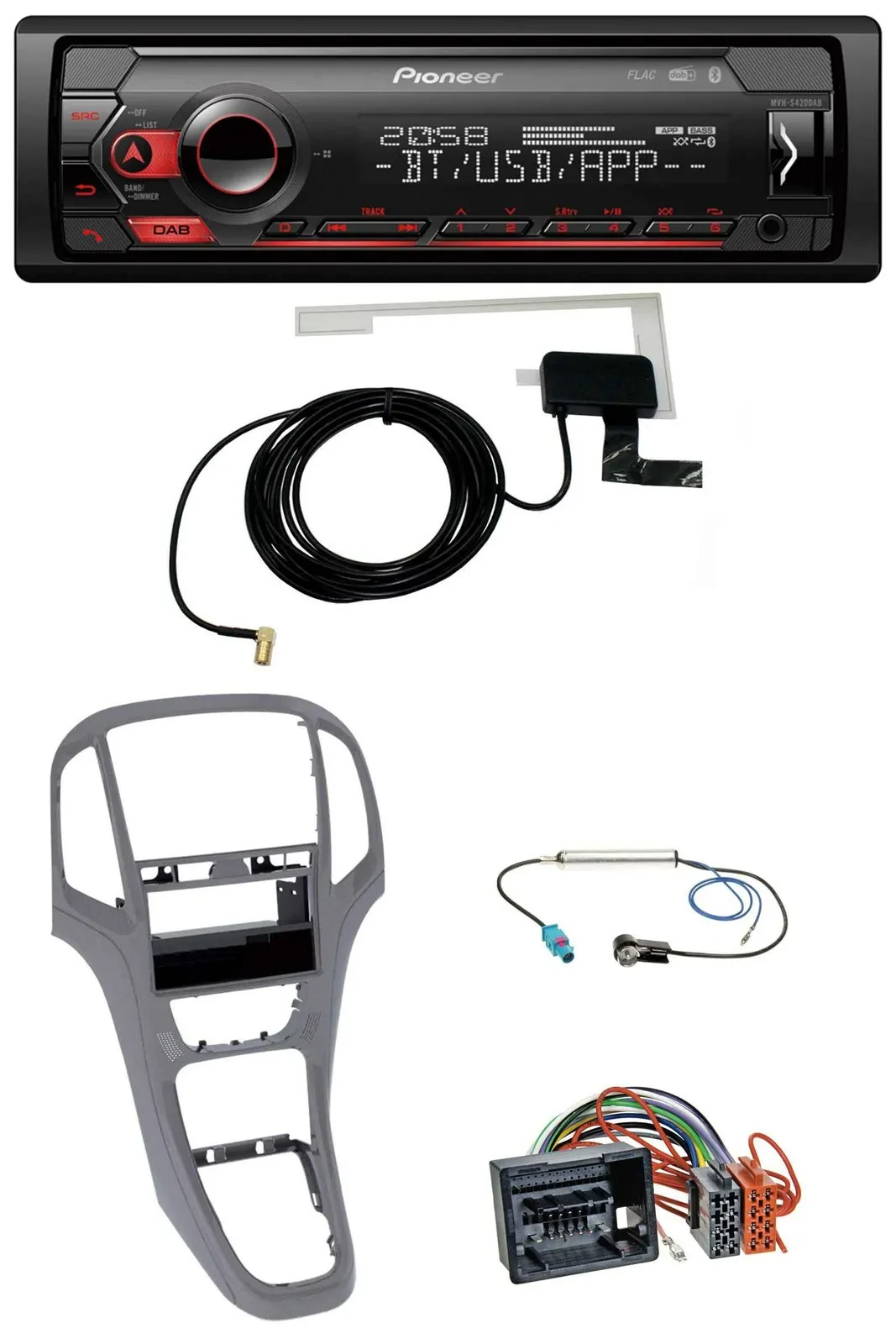 Автомагнитола Pioneer для Opel Astra J (с 2009) DAB, USB, MP3, Bluetooth, титановый серый