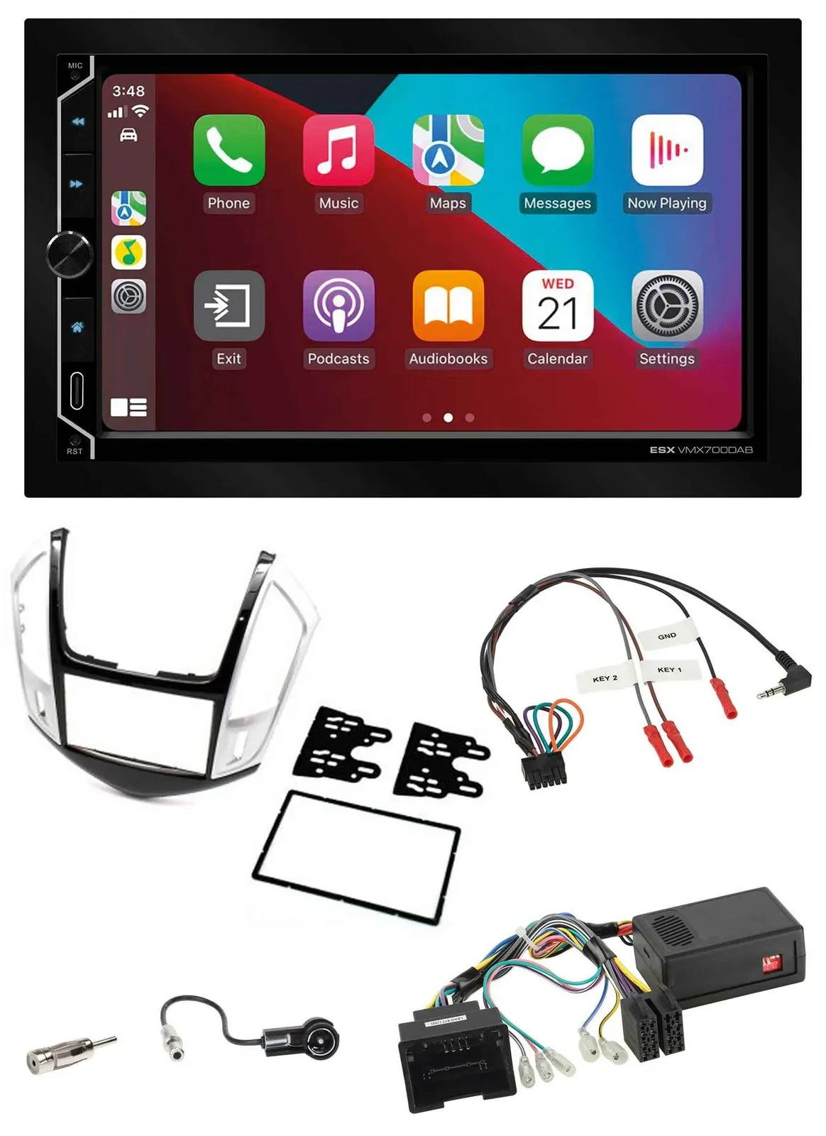 ESX 2DIN DAB USB Lenkrad Bluetooth Autoradio für Chevrolet Cruze 2011-2016 silbe