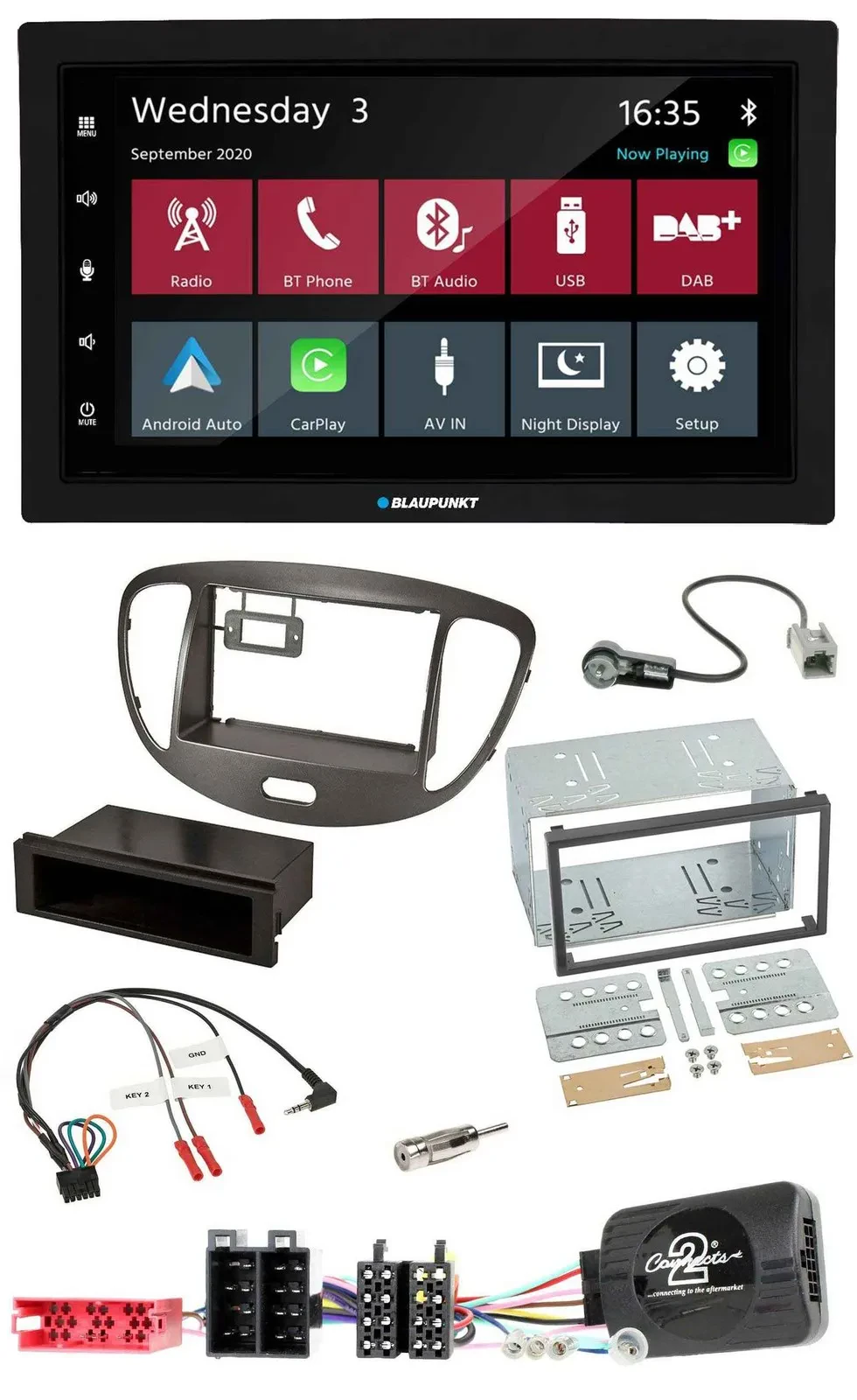 Blaupunkt 2DIN Lenkrad USB Bluetooth DAB Autoradio für Hyundai i10 2009-13 dunke