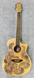 Luna HEN DRA SPR Henna Dragon Spruce &Mahogany Acoustic Electric Cutaway Guitar