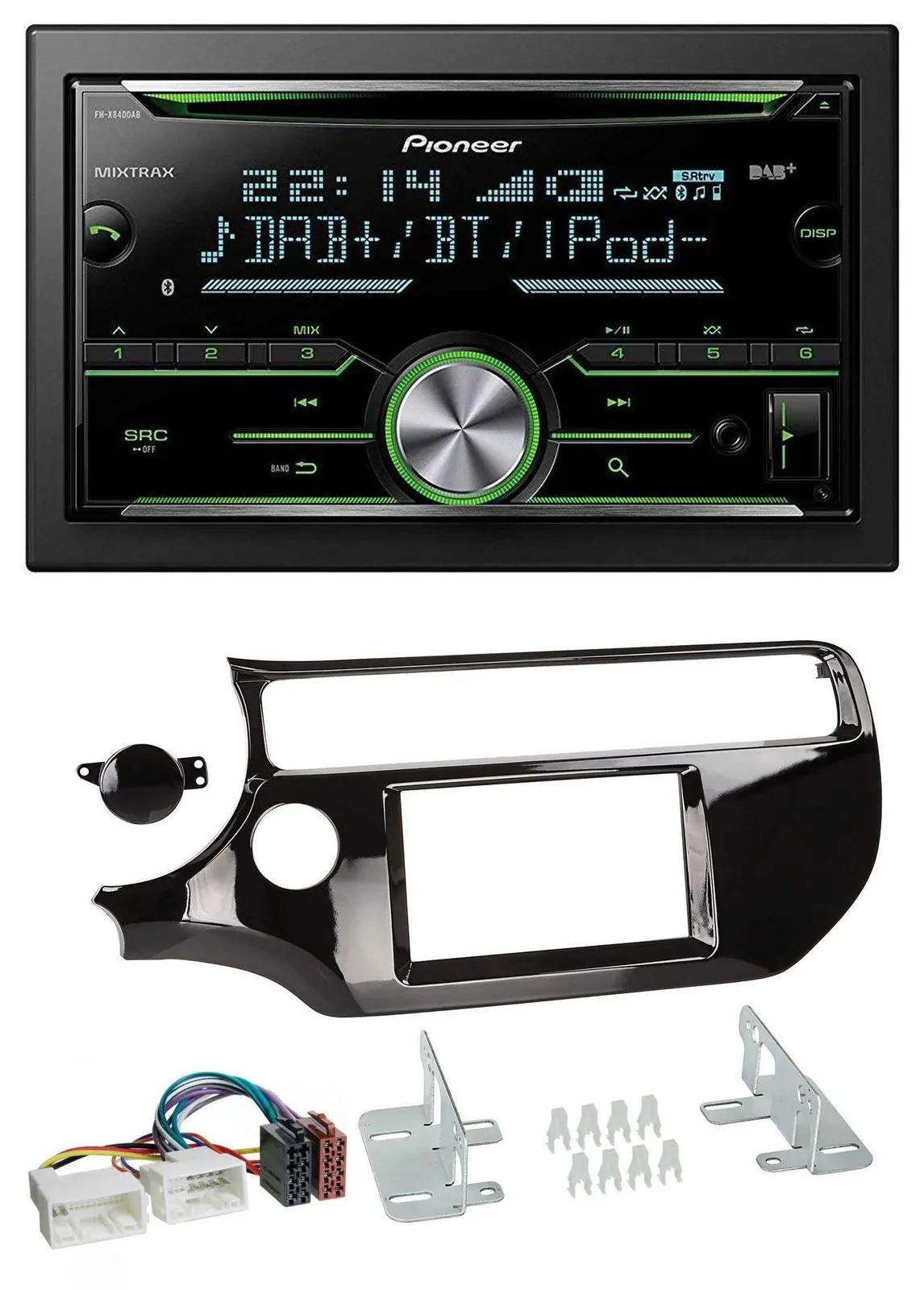 Pioneer Bluetooth MP3 DAB 2DIN USB CD Autoradio für Kia Rio UB ab 15 piano-schwa