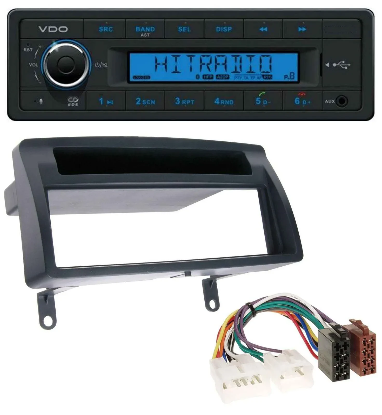 VDO AUX Bluetooth USB MP3 Autoradio für Toyota Corolla E12 2003-2008 dunkelgrau