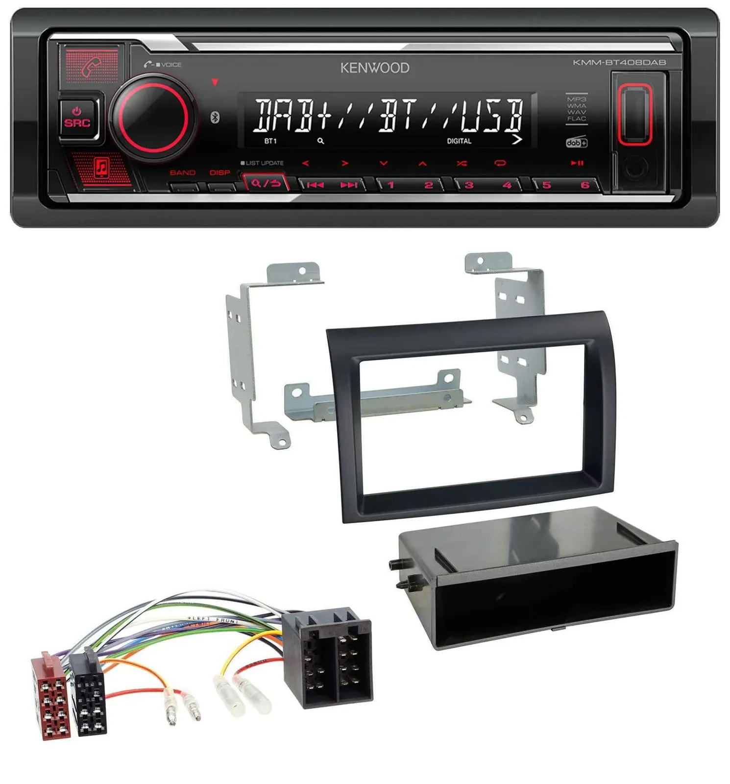 Kenwood MP3 Bluetooth USB DAB Autoradio für Fiat Ducato (2006-2010) schwarz