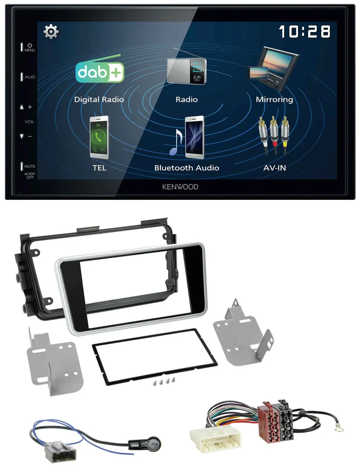Kenwood 2DIN Bluetooth MP3 USB DAB Autoradio für Nissan Micra ab 2017 schwarz gl