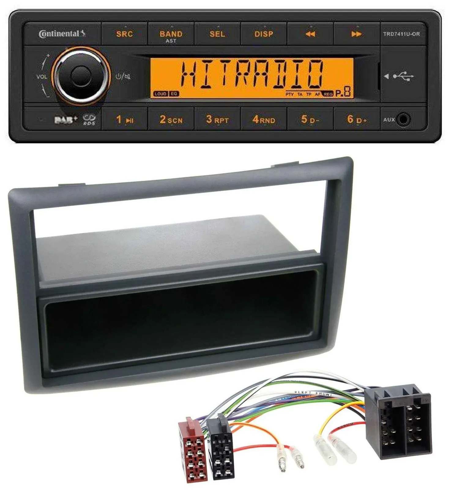 Continental 1DIN DAB MP3 AUX USB Autoradio für Renault Megane Scenic ab 07 schwa