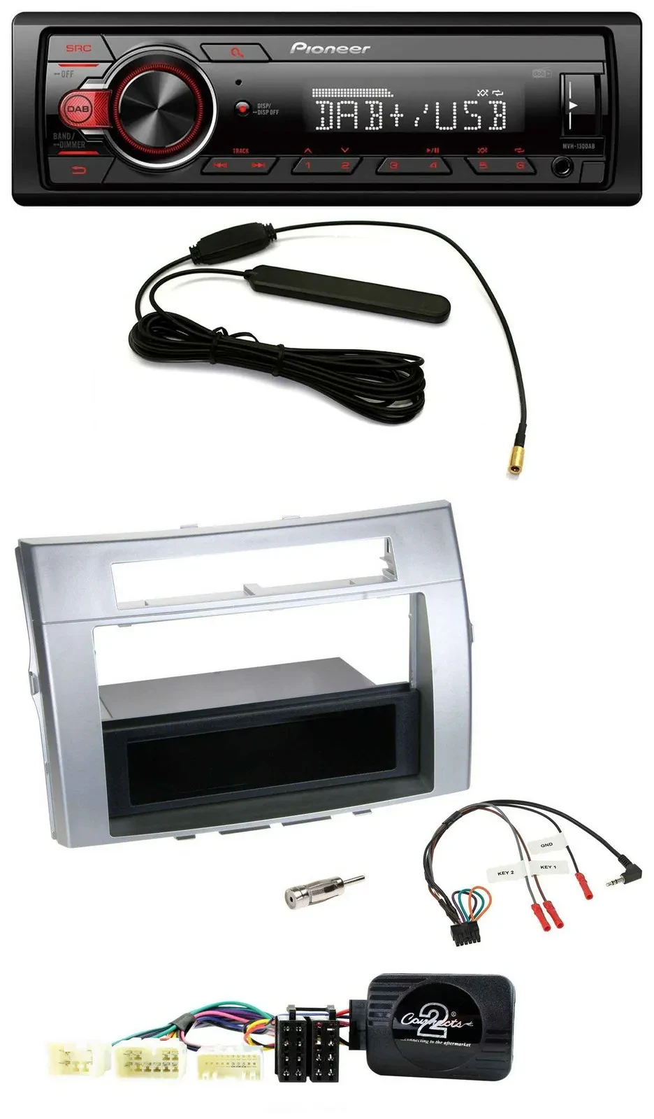 Автомагнитола для Toyota Corolla Verso 2004–2007 Pioneer 1 DIN DAB USB MP3 с поддержкой кнопок на руле