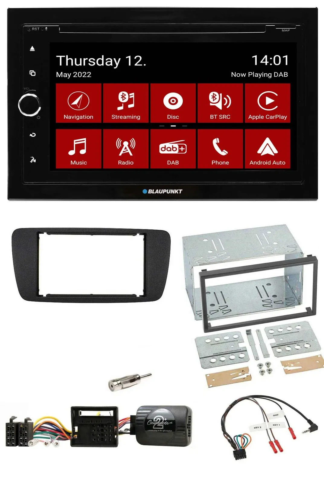 Blaupunkt Lenkrad DVD Bluetooth DAB 2DIN USB Autoradio für Seat Ibiza ab 08 nits