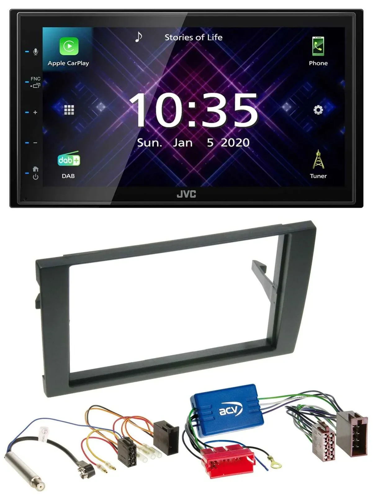 JVC DAB 2DIN MP3 Bluetooth USB Autoradio für Audi A4 B6 B7 01-08 Aktivsystem Min
