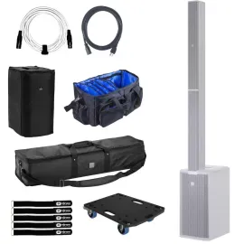 LD Systems MAUI 11 G3 W White Portable PA DJ Column Speaker System w Bags & C...