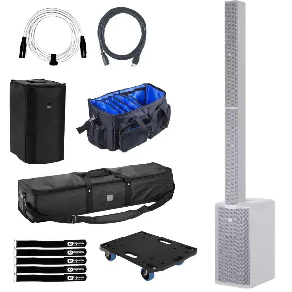 LD Systems MAUI 11 G3 W White Portable PA DJ Column Speaker System w Bags & C...