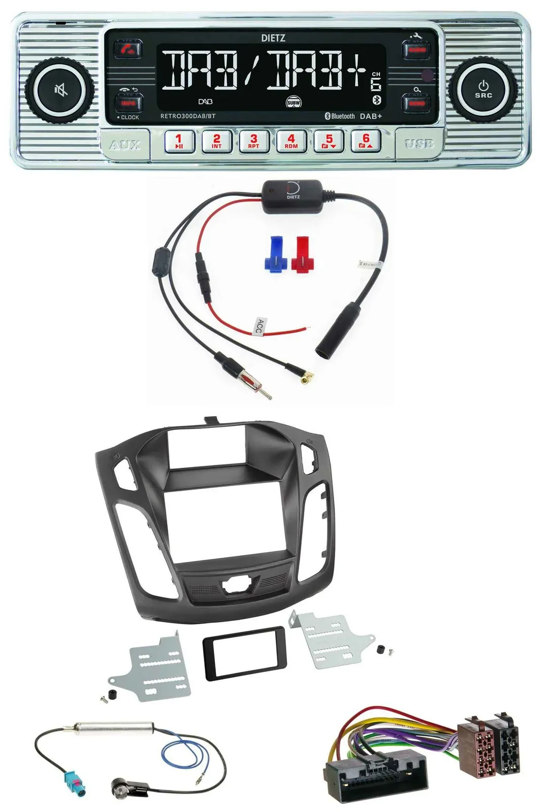 Dietz DAB USB MP3 Bluetooth Autoradio für Ford Focus (DYB, 2011-2014)