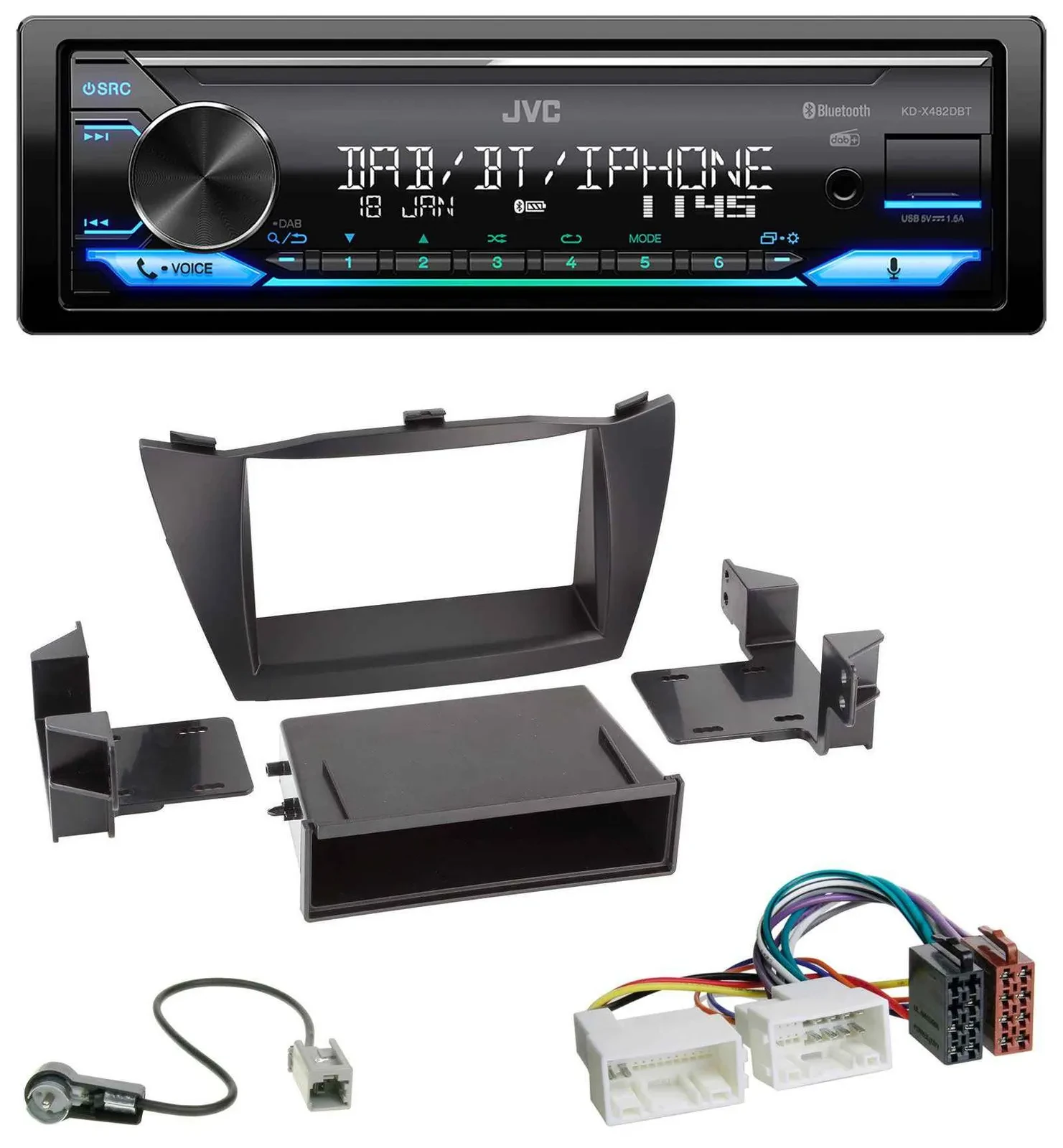 JVC Bluetooth DAB USB MP3 Autoradio für Hyundai ix35 (LM, 2010-2013)
