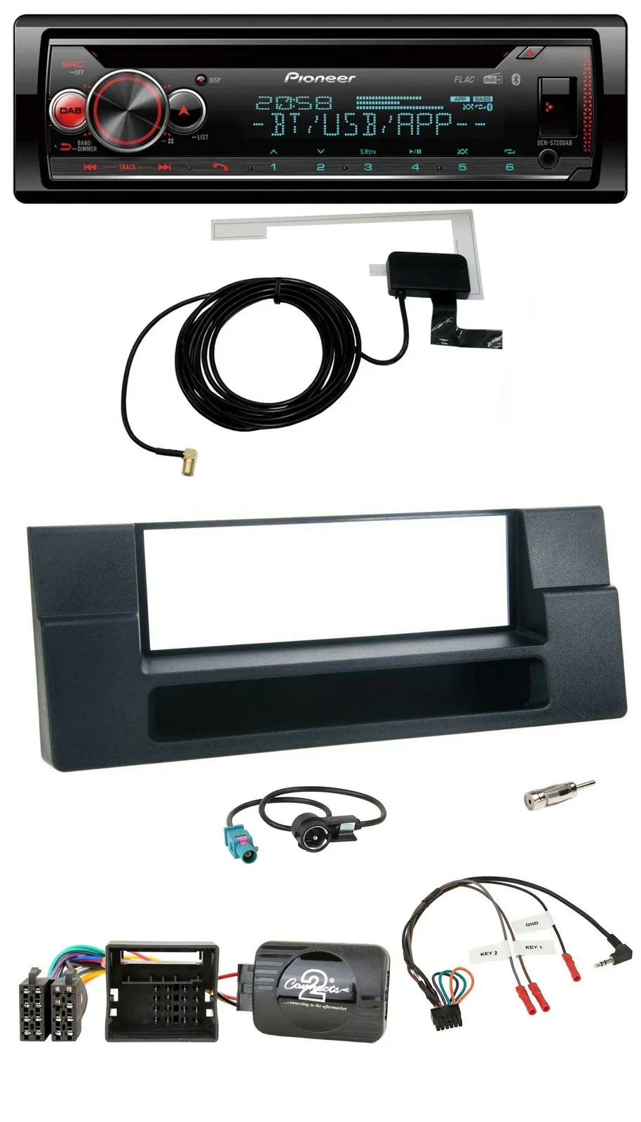 Автомагнитола Pioneer DAB CD USB Bluetooth для BMW 5 серии E39/X5 (поддержка кнопок на руле, Quadlock)