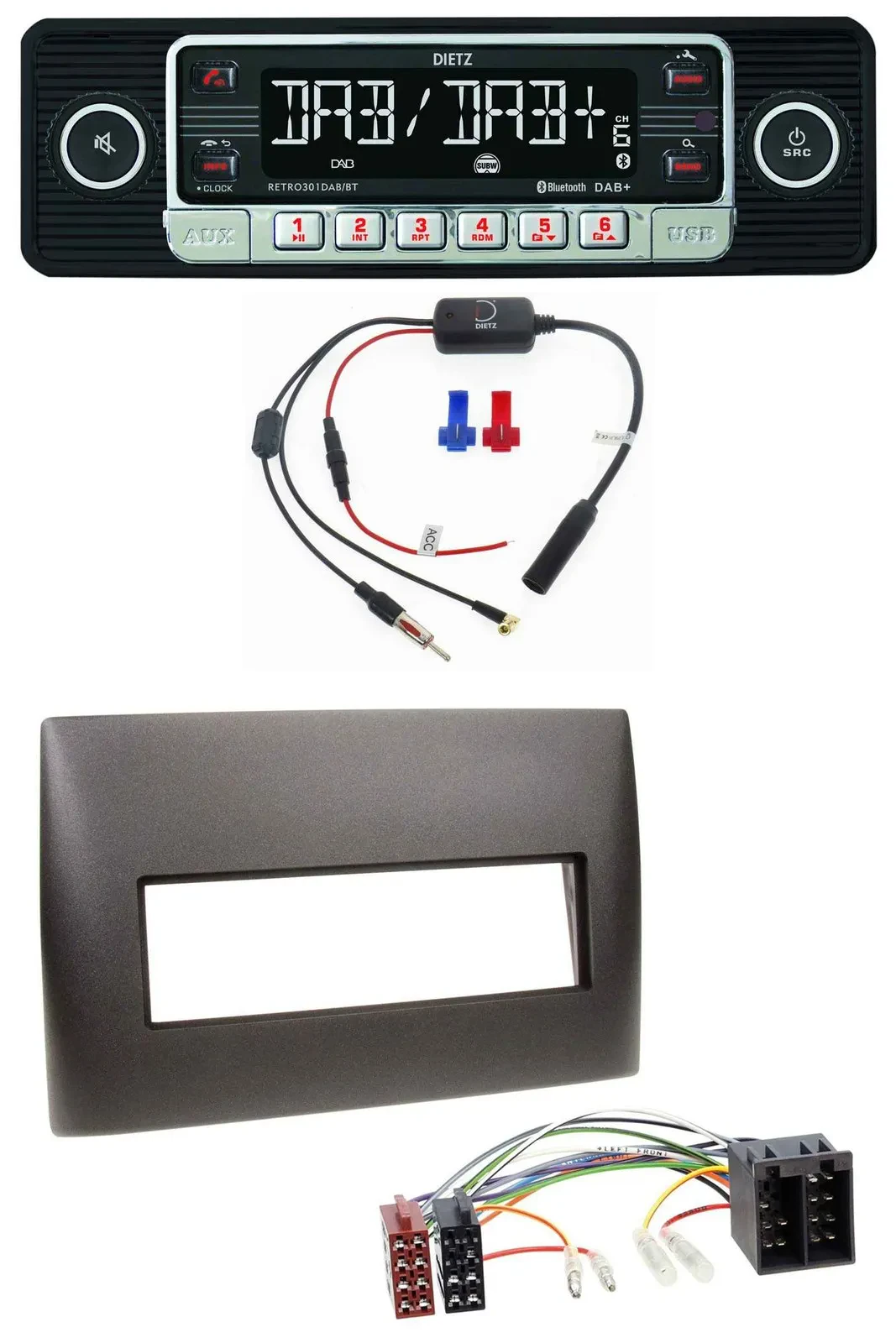 Dietz MP3 DAB Bluetooth USB Autoradio für Fiat Stilo (192, 2001-2008)