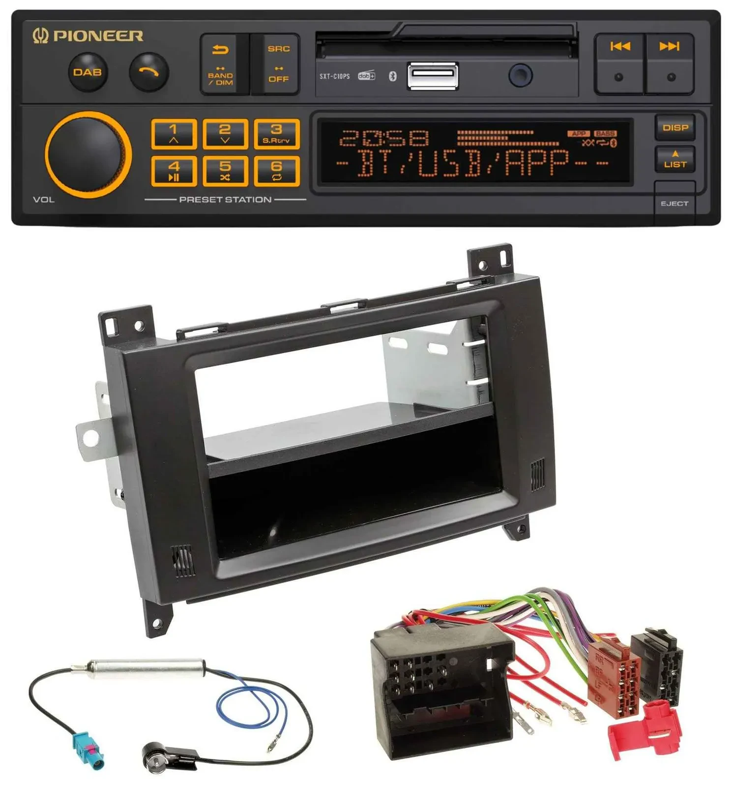 Pioneer DAB MP3 USB Bluetooth Autoradio für Mercedes Viano Vito 06-14 schwarz