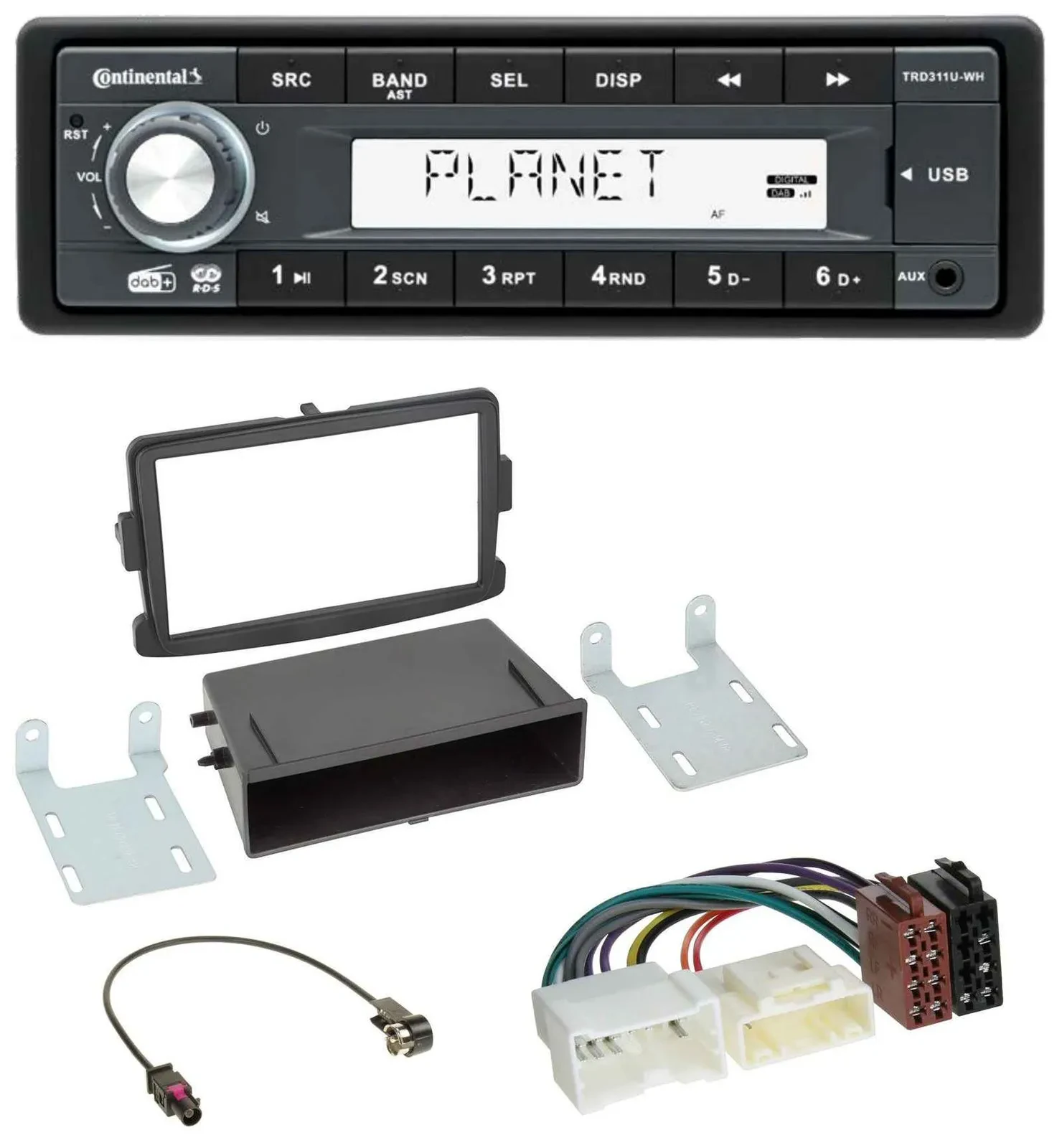 Автомагнитола Continental 1-DIN, MP3, USB, AUX, DAB для Dacia Dokker/Duster/Lodgy