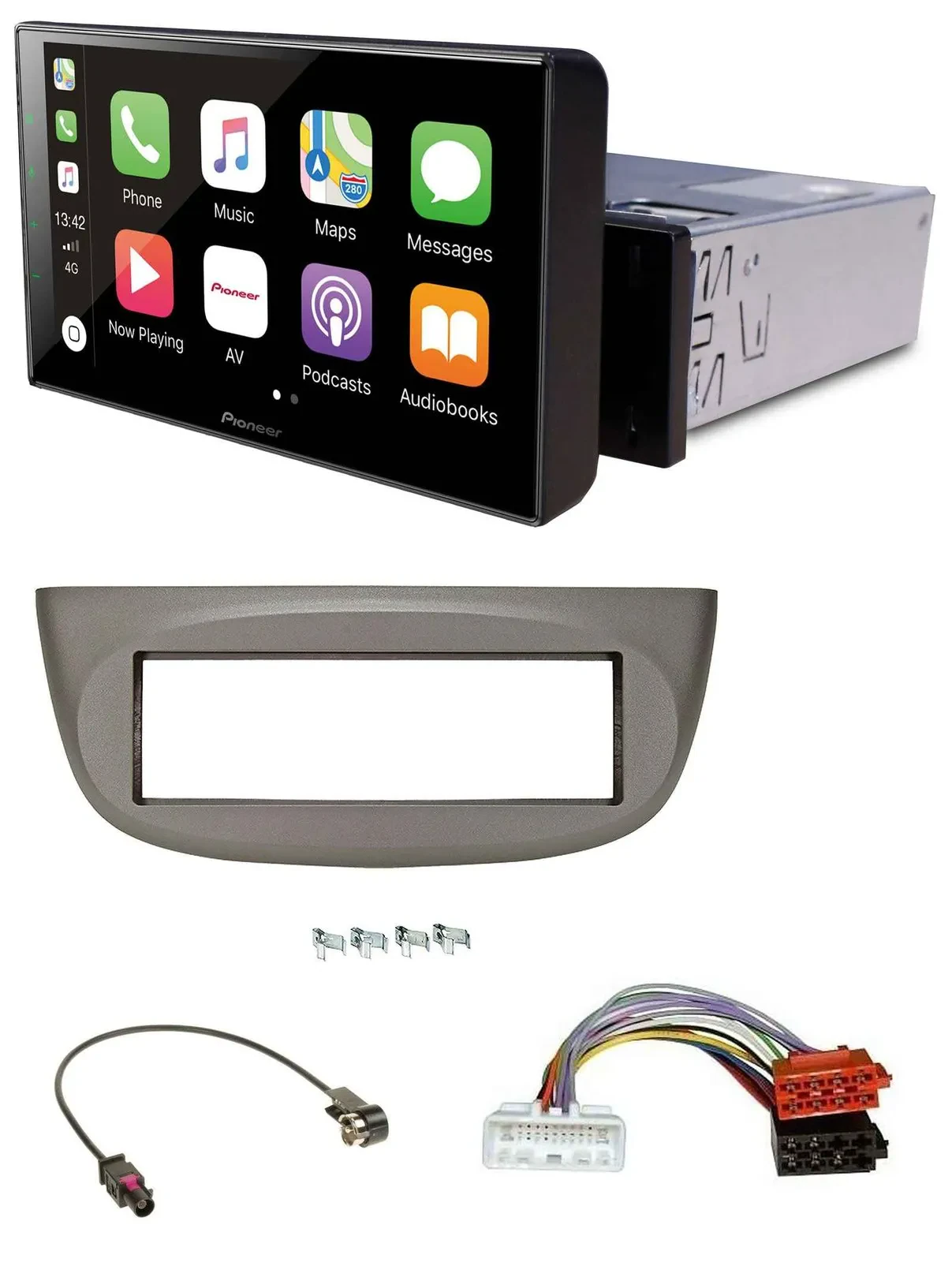 Автомагнитола Pioneer Bluetooth MP3 DAB USB для Renault Twingo (с 2015), бежево-серый