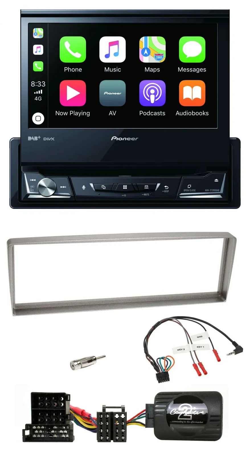 Автомагнитола Pioneer для Alfa Romeo 156 (с 2003) DVD, Bluetooth, DAB, USB, серебристая