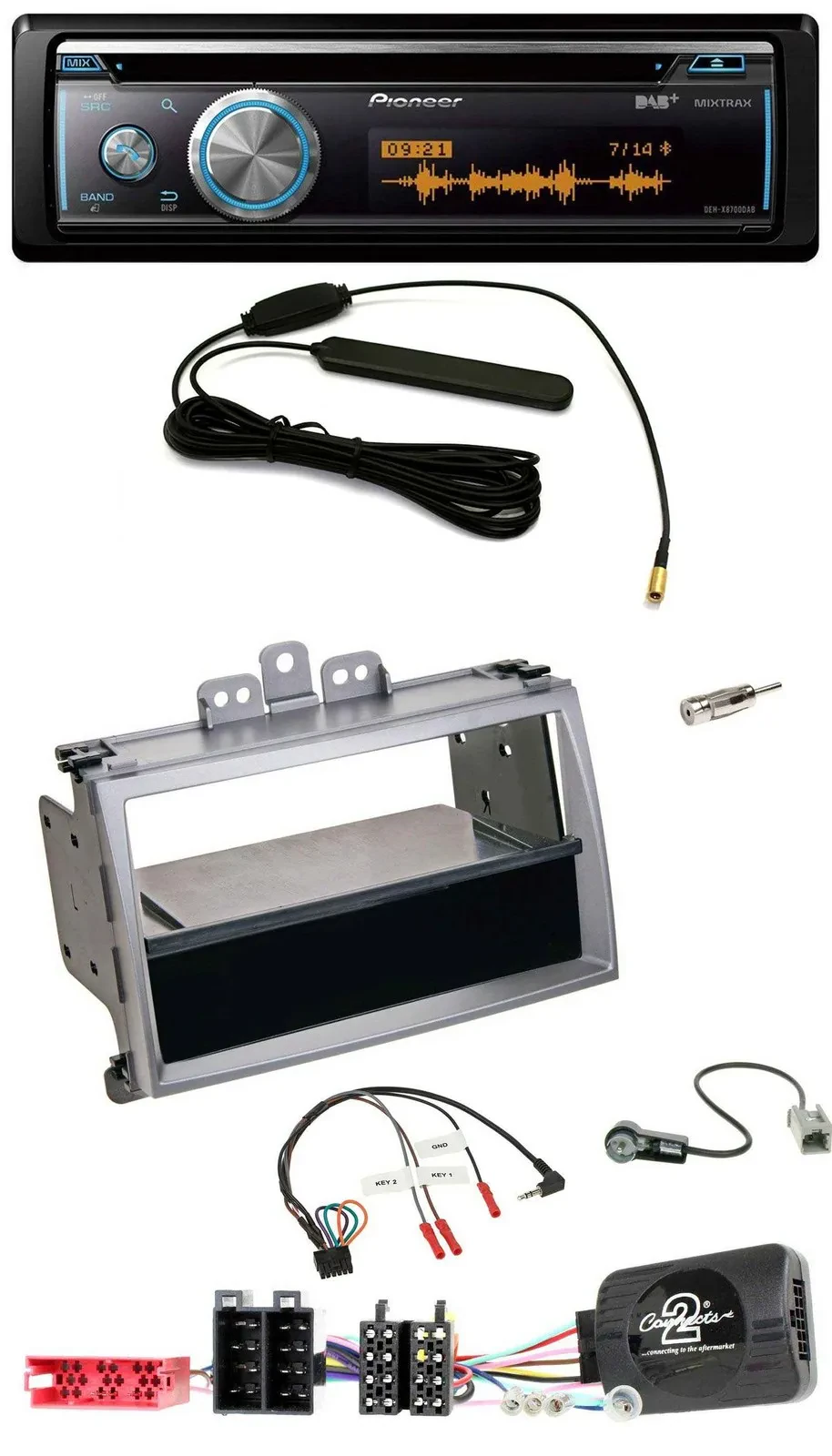 Pioneer CD USB Bluetooth DAB Lenkrad Autoradio für Hyundai i20 ISO 2009-2011 sil