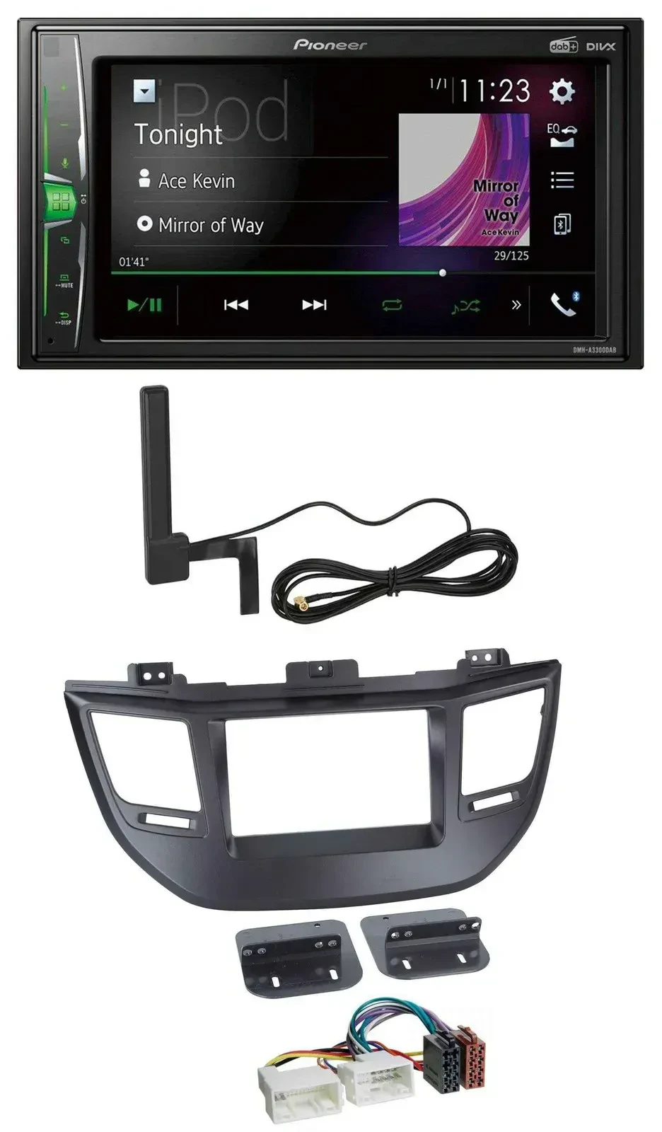 Автомагнитола Pioneer 2DIN DAB Bluetooth AUX MP3 для Hyundai Tucson (с 2015), черный