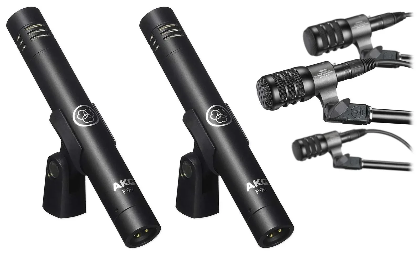 Набор инструментальных микрофонов для ударных Audio-Technica ATM230PK + AKG P170 (набор, 5 шт.)