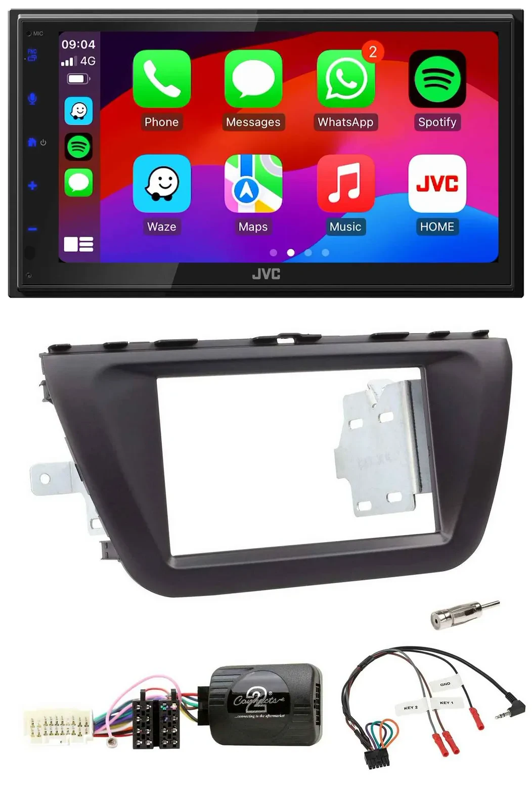 JVC Bluetooth 2DIN Lenkrad DAB USB Autoradio für Suzuki SX4 ab 2013