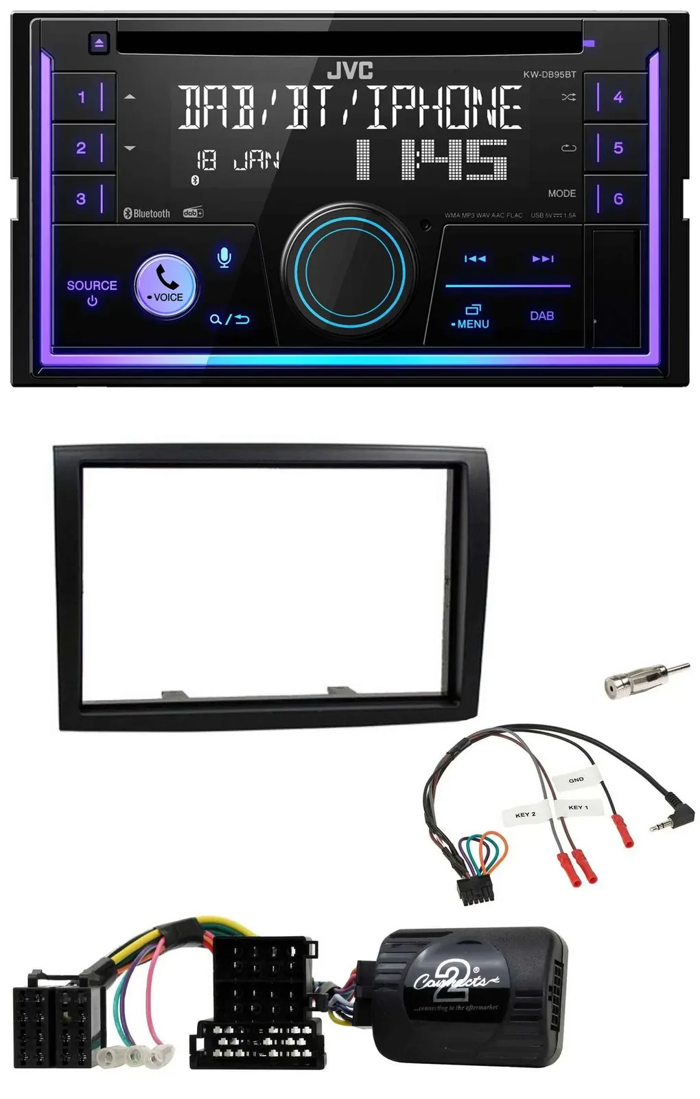 JVC Lenkrad USB 2DIN DAB Bluetooth CD Autoradio für Citroen Jumper Peugeot Boxer