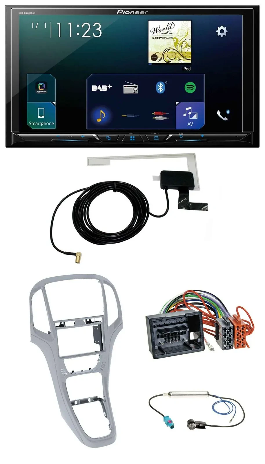 Автомагнитола Pioneer 2 DIN, DAB, USB, MP3, Bluetooth, для Opel Astra J (с 2009), платиновый серебристый