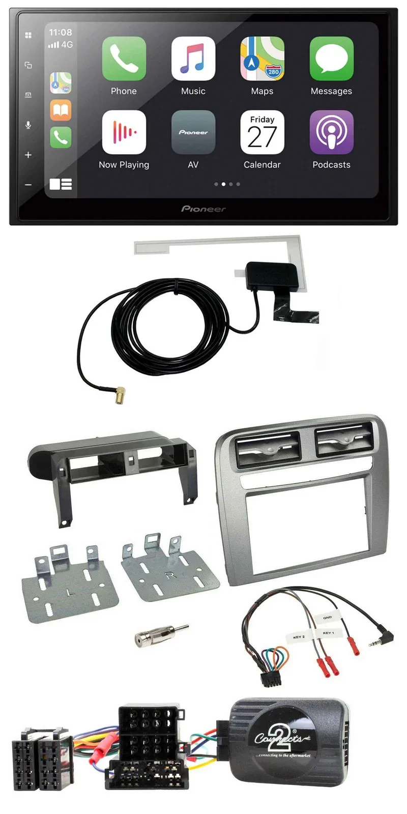 Pioneer USB Lenkrad 2DIN Bluetooth DAB Autoradio für Fiat GrandePunto 05-06 anth