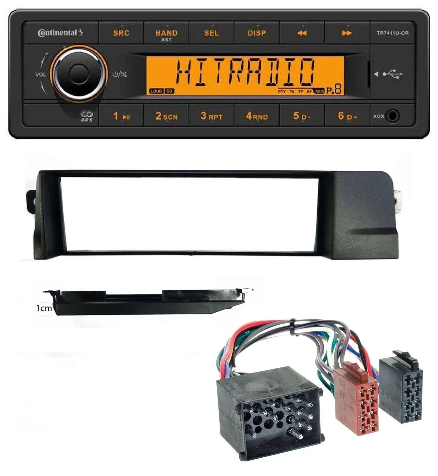 Continental 1DIN USB AUX MP3 Autoradio für BMW 3er E46 Profiversion Rundpin