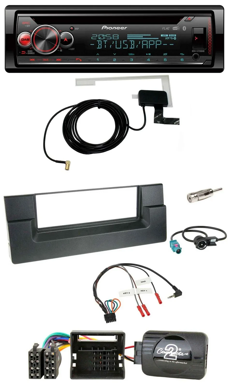 Автомагнитола для BMW 5 Series E39 (2001–2004) Pioneer DAB, CD, USB, Bluetooth, поддержка управления на руле, для активной аудиосистемы