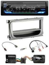 JVC Bluetooth DAB USB Lenkrad Autoradio für Ford C-Max Focus Galaxy ab 07 silber