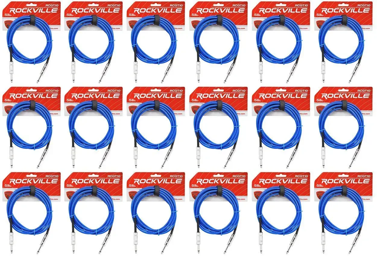 Инструментальный кабель Rockville RCGT10BL Blue 3.05 м (18 штук)
