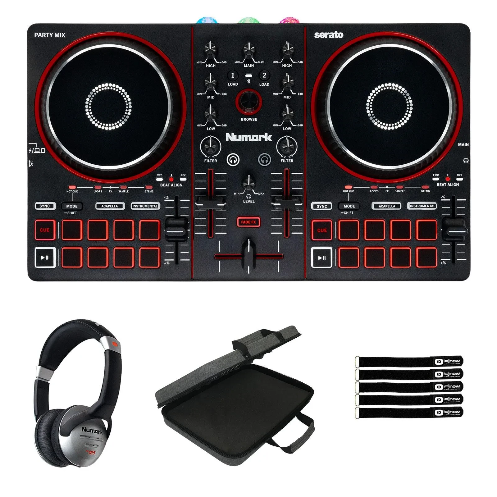 Numark Party Mix III 2 Channel Deck DJ Controller w Case & Headphones