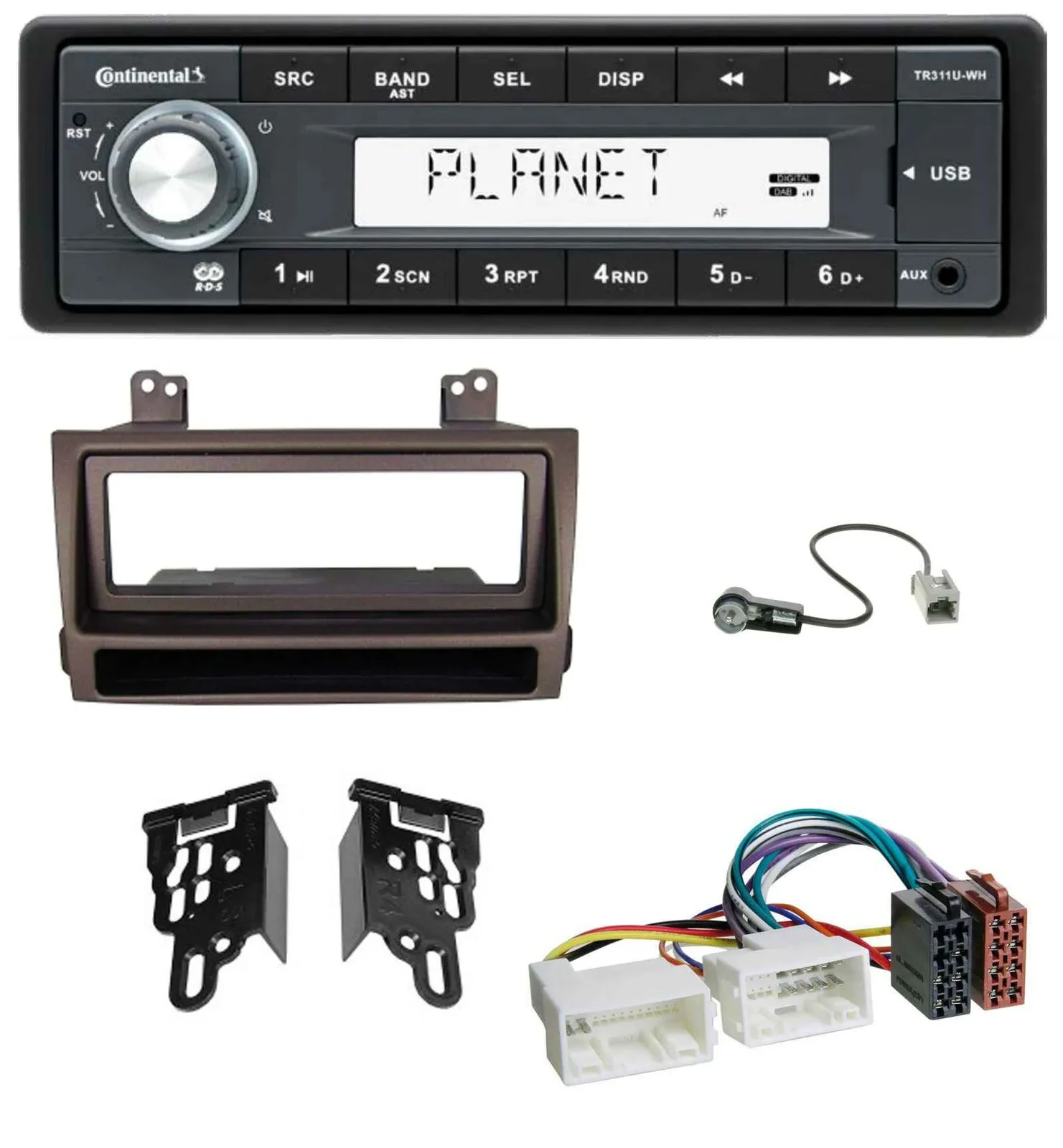 Continental USB MP3 AUX 1DIN Autoradio für Hyundai Sonata ab 09 dunkelbraun meta