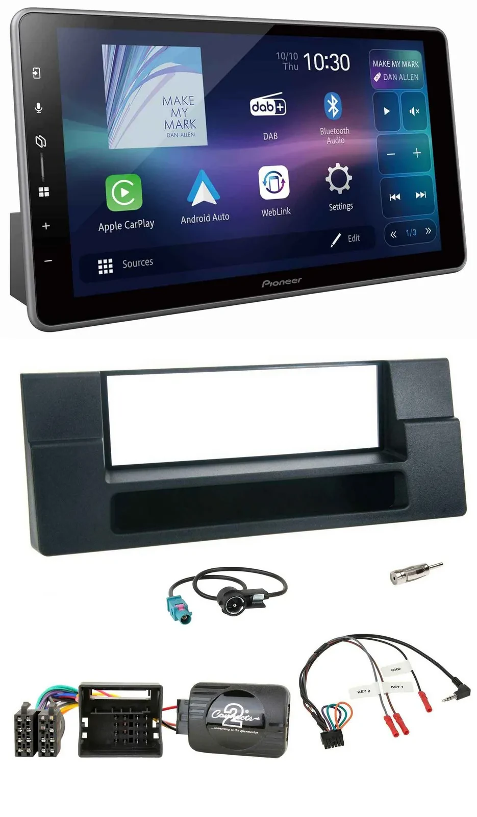 Pioneer Bluetooth USB DAB Lenkrad Autoradio für BMW 5er E39 X5 Quadlock Ablage