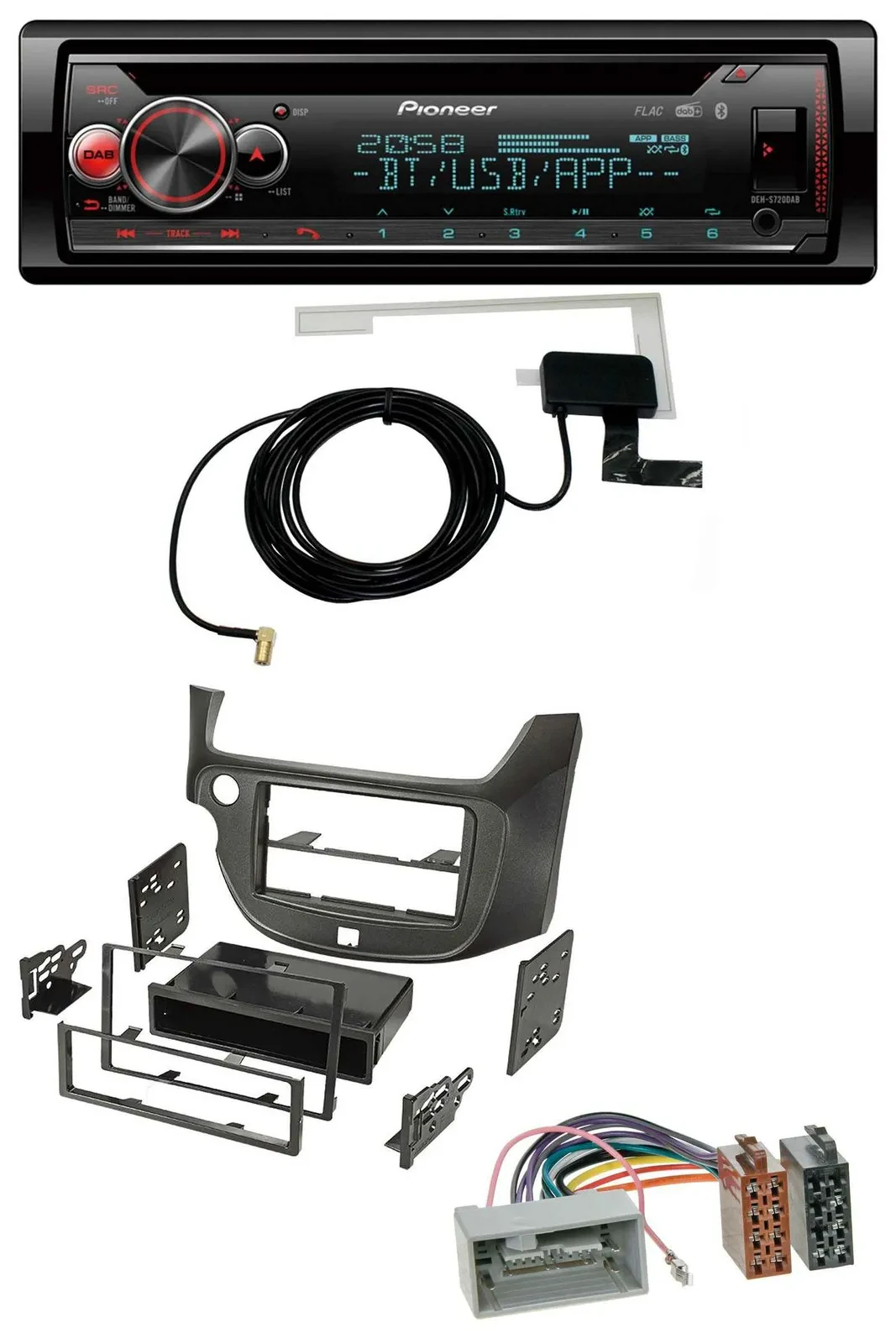 Автомагнитола для Honda Jazz (с 2009) Pioneer DAB, CD, MP3, USB, Bluetooth, темно-серая