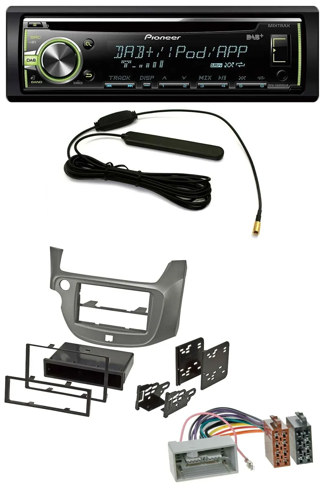 Pioneer MP3 USB CD DAB AUX Autoradio für Honda Jazz (ab 2009) - silber