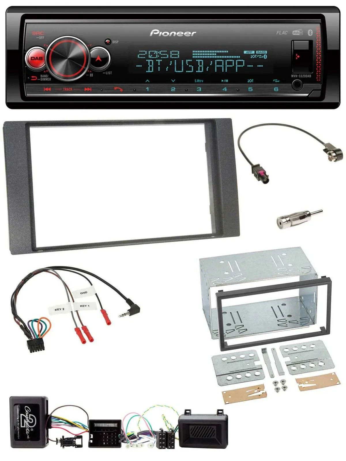 Автомагнитола Pioneer Bluetooth, USB, DAB для Ford Kuga 2008–2012, антрацит, с поддержкой кнопок на руле