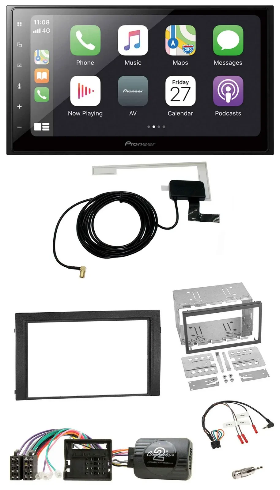 Pioneer USB Lenkrad 2DIN Bluetooth DAB Autoradio für Skoda Fabia 6Y 2004-2007 Qu