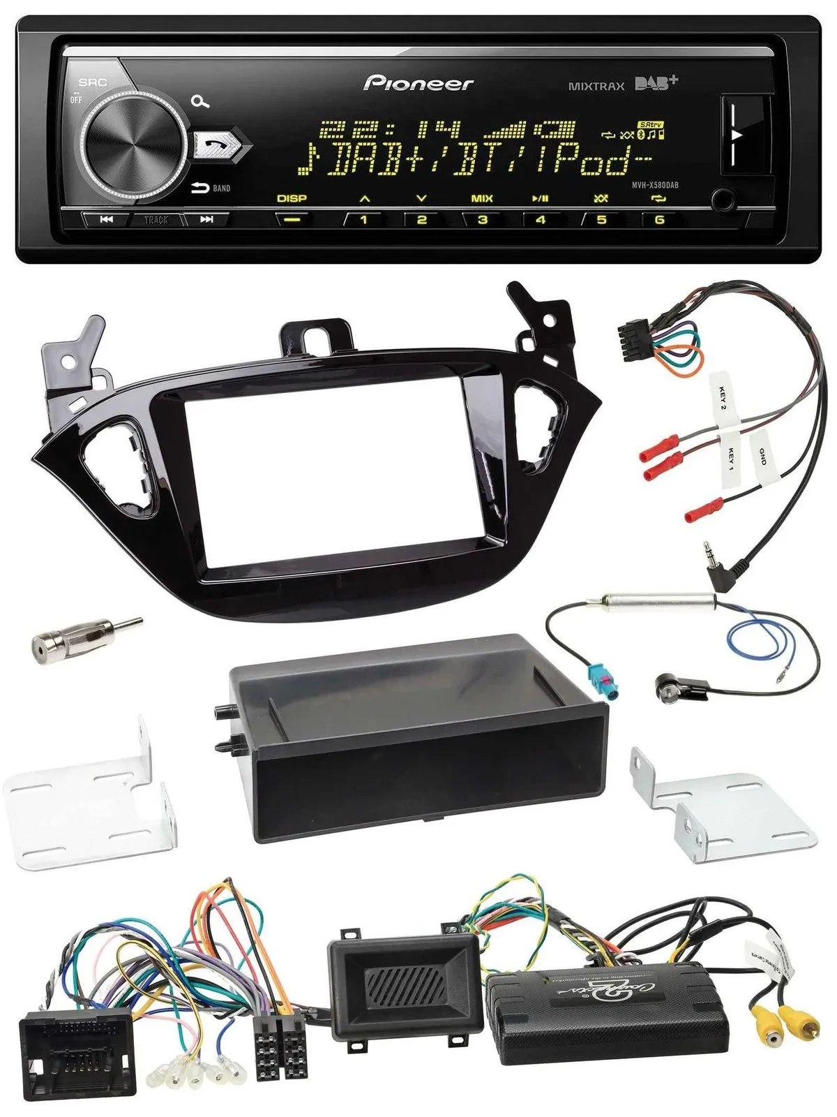 Pioneer Bluetooth USB DAB Lenkrad Autoradio für Opel Adam Corsa E ab 2013 PDC