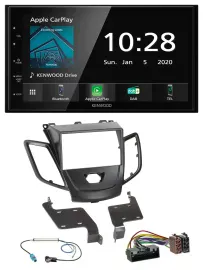 Kenwood Bluetooth MP3 DAB USB 2DIN Autoradio für Ford Fiesta 10-17 schwarz