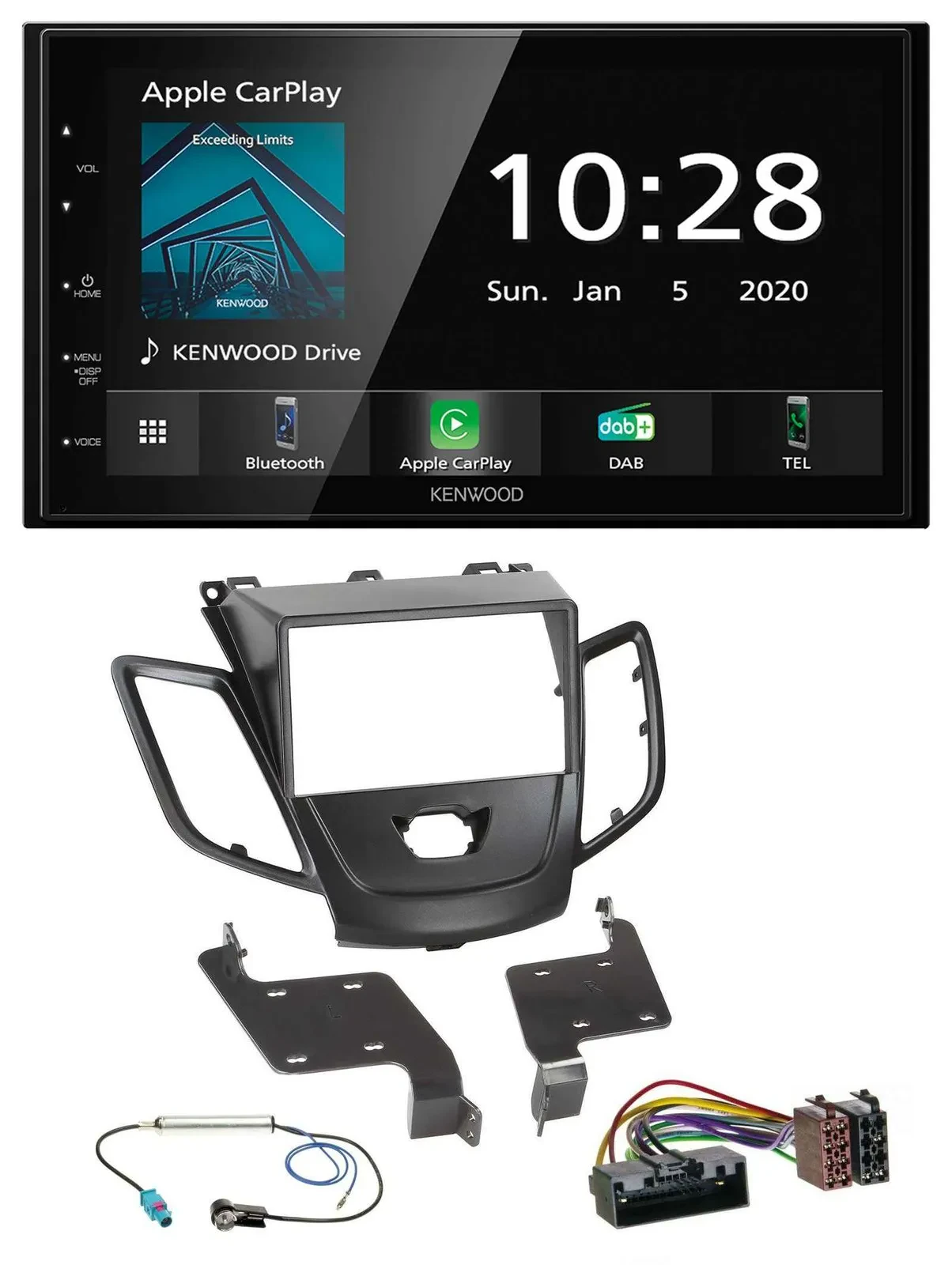 Kenwood Bluetooth MP3 DAB USB 2DIN Autoradio für Ford Fiesta 10-17 schwarz