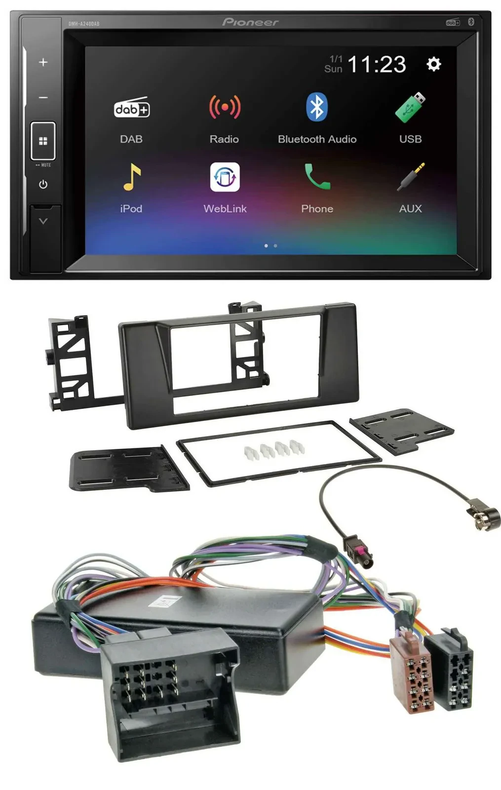 Pioneer DAB MP3 2DIN Bluetooth USB Autoradio für BMW 5er E39 X5 E53 Aktivsystem