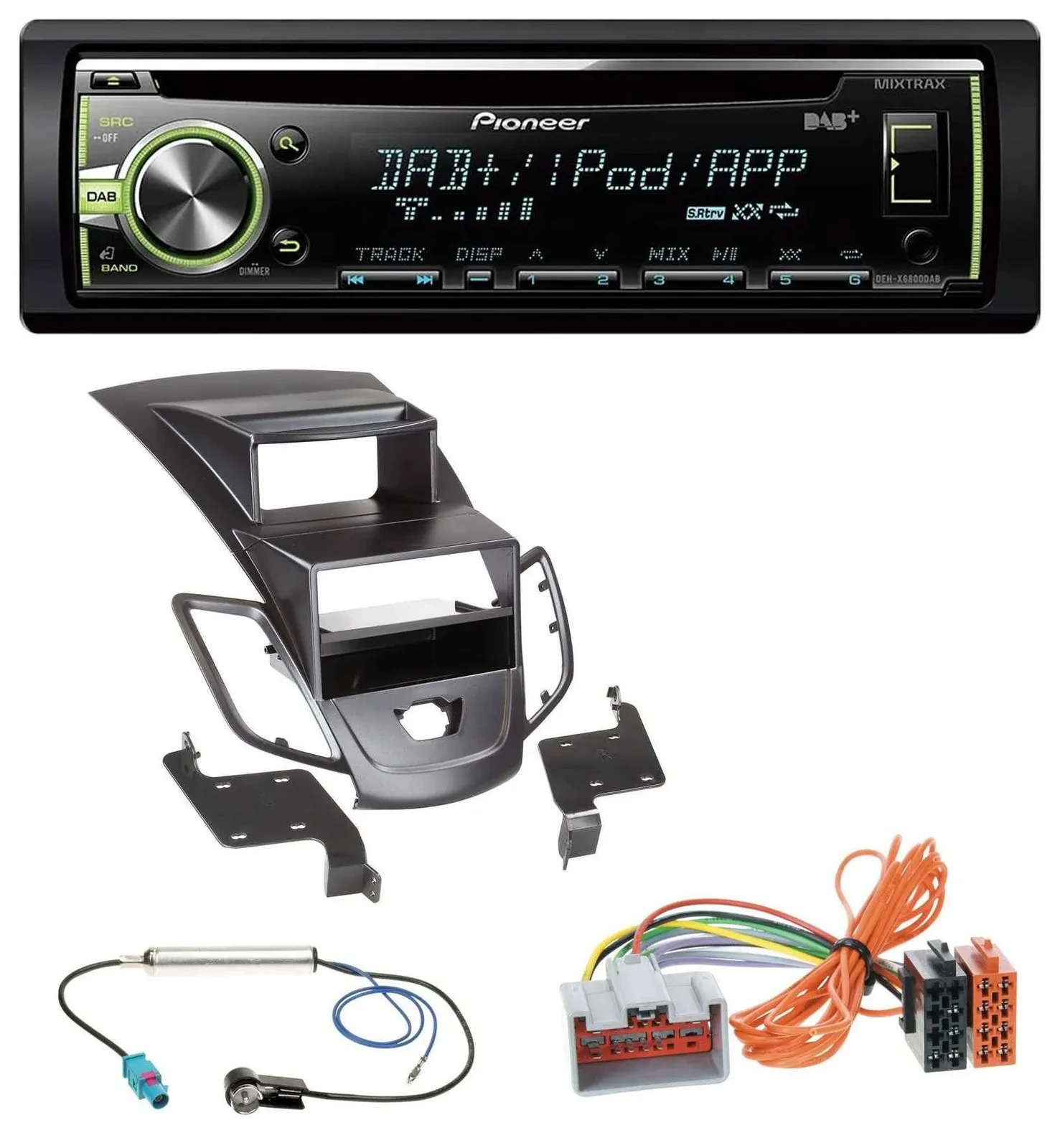 Pioneer DAB USB MP3 AUX CD Autoradio für Ford Fiesta 08-10 Display schwarz